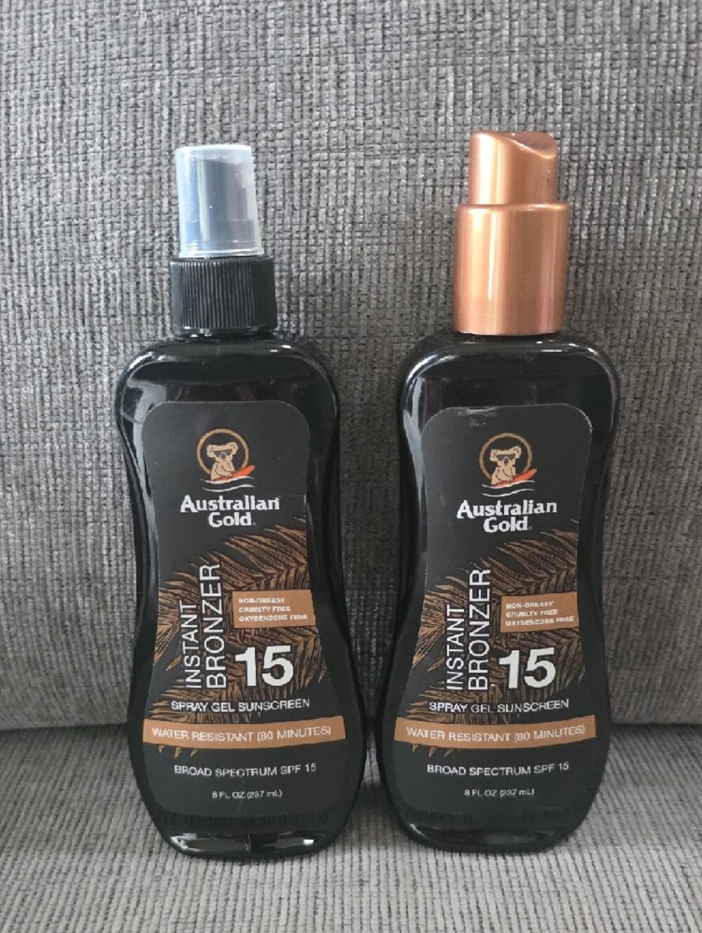 Australian Gold Instant Bronzer SPF 15 Spray Gel Sunscreen, 2 Bottles, 8oz Each. - Picture 2 of 8